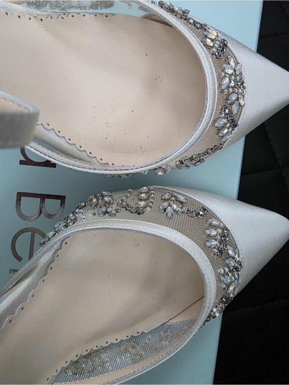 Bella Belle Emma Ivory Satin Crystal-Embellished Pointed Heels - Picture 6 of 6